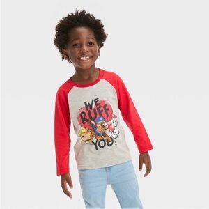 Paw Patrol Red and Gray Long Sleeve Tee with Graphic Design